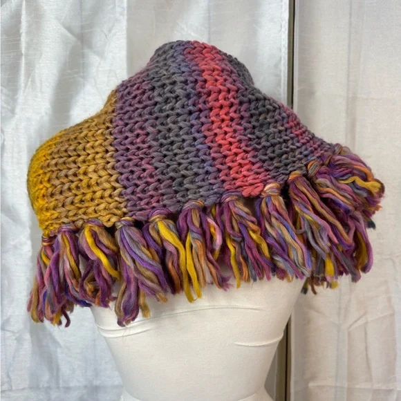 Multicolor Knit Fringe Scarf 3bn - Picture 3 of 8